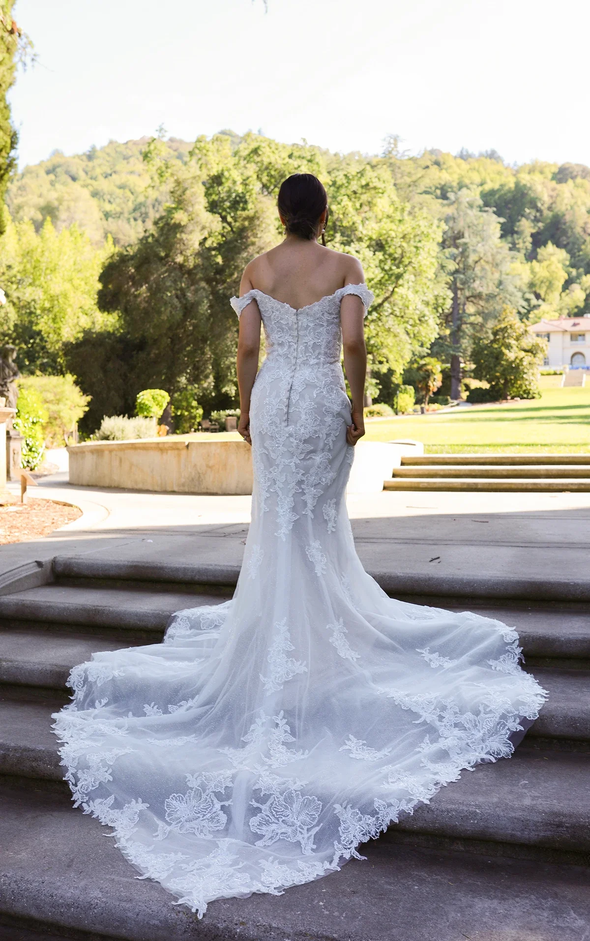 Romantic Off-the-Shoulder Fit-and-Flare Gown by Essense of Australia - Image 2