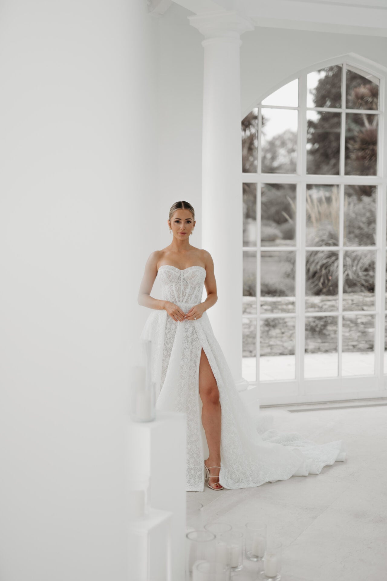 Matte Lace A-Line Gown With Slit by Martina Liana Luxe - Image 2