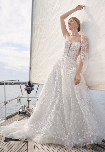Strapless Floral A-Line Gown by Maggie Sottero