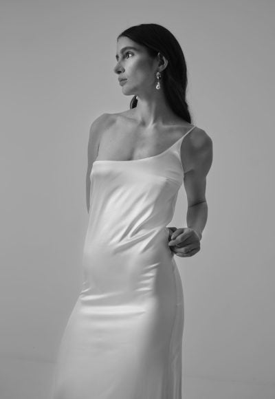 Silk One-Shoulder Gown With Detachable Cape by Marta Martí