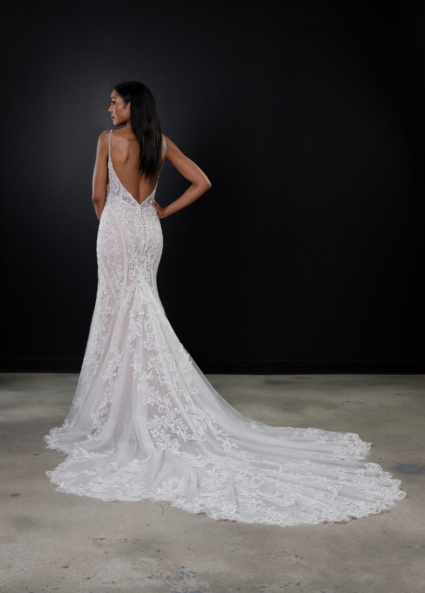 Lace Fit-and-Flare Gown With Open Back by Martina Liana - Image 3