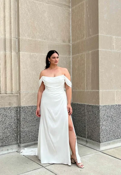 Chic And Simple Sheath Gown With Slit by Martina Liana