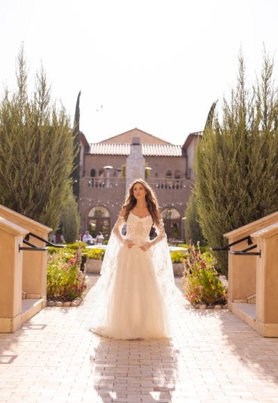 Romantic A-Line Gown With Detachable Sleeves by Martina Liana