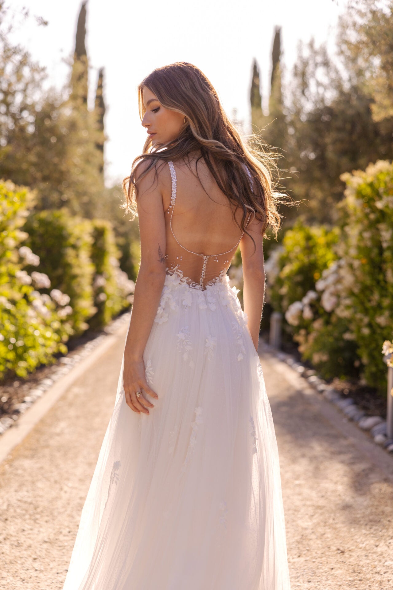 Floral And Tulle A-Line Gown With Open Back by Martina Liana - Image 2