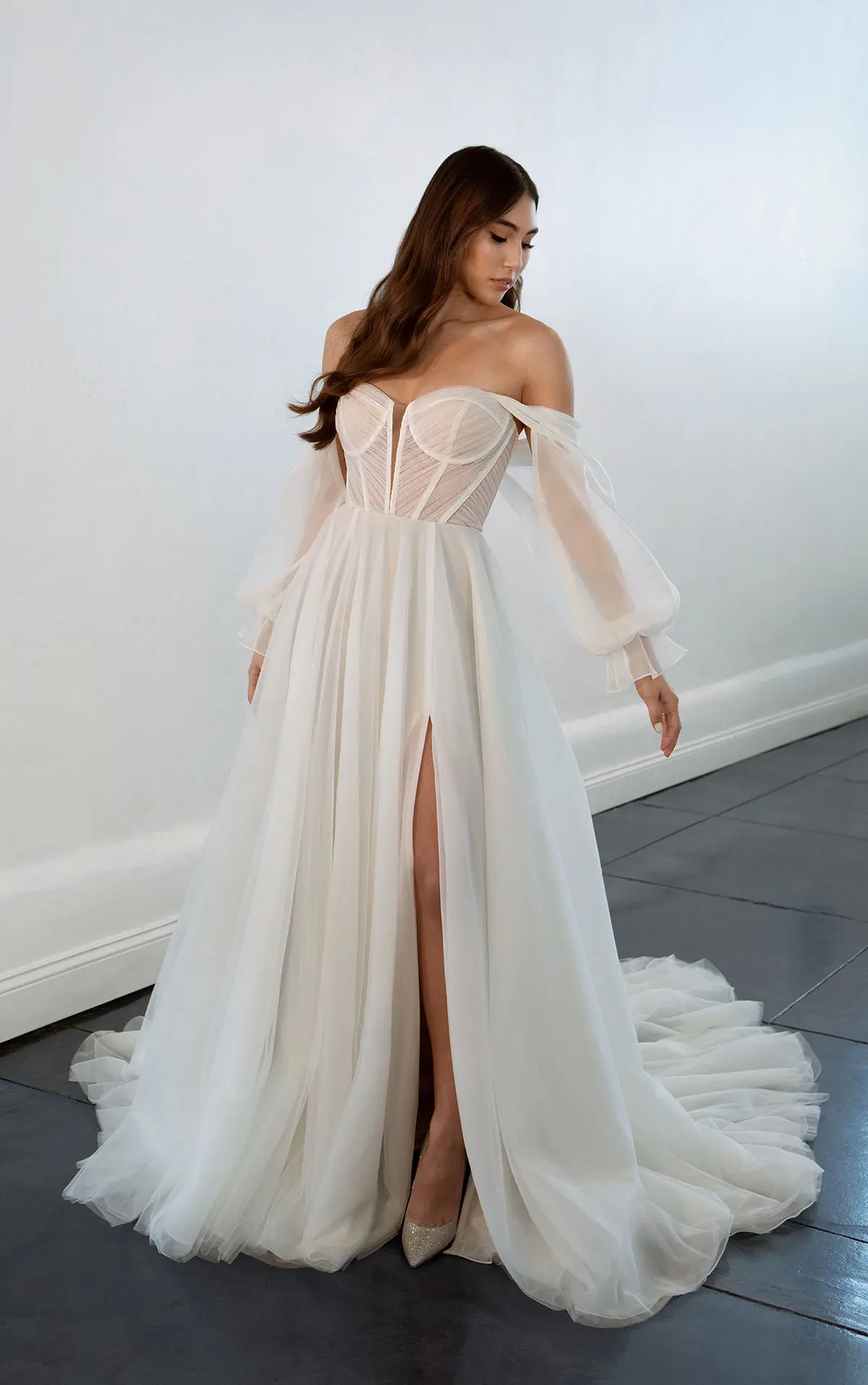 Romantic Organza A-Line Gown With Detachable Sleeves by Martina Liana - Image 1