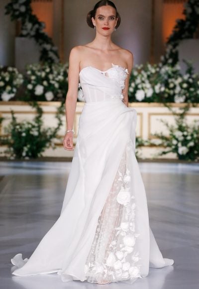 Romantic Organdy And Floral A-line Gown by Nardos
