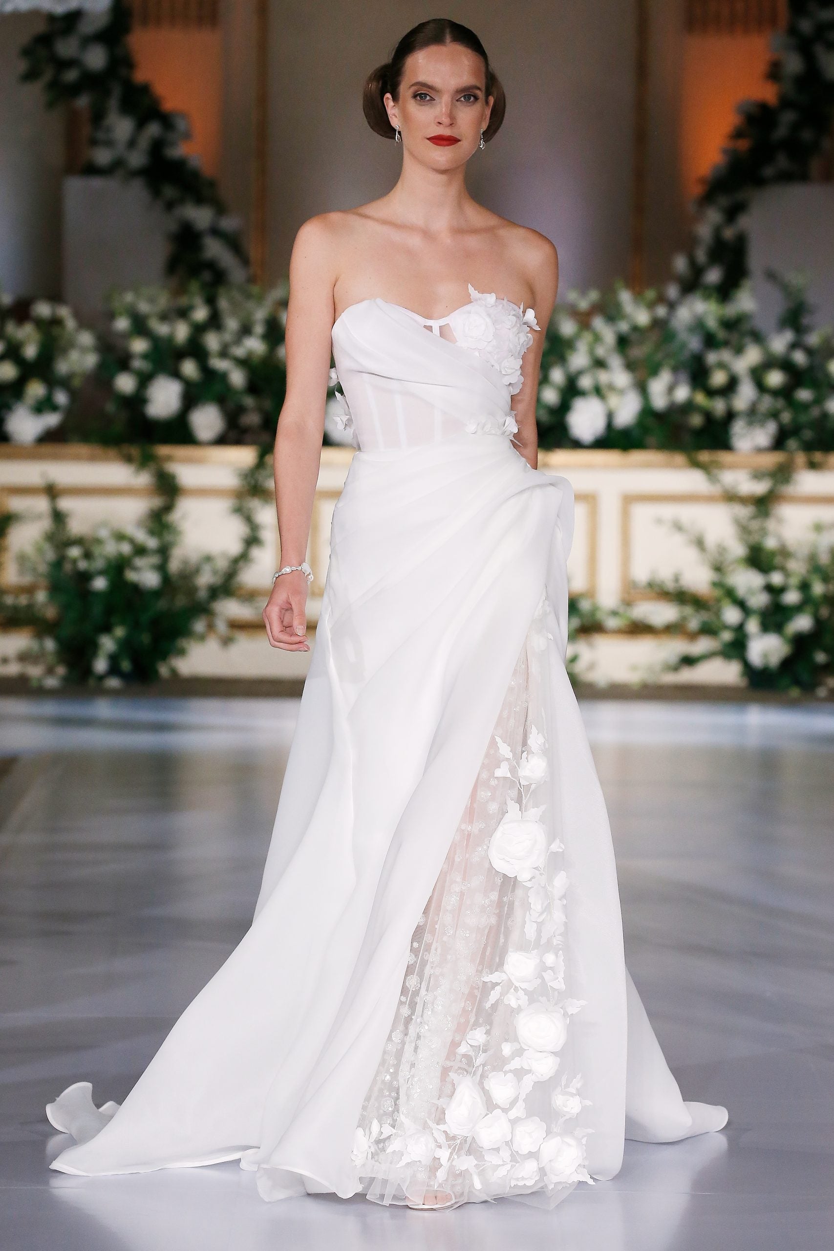 Romantic Organdy And Floral A-line Gown by Nardos - Image 1