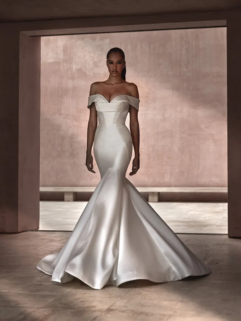 Simple and Sexy Off-the-Shoulder Mermaid Gown by Pronovias - Image 1