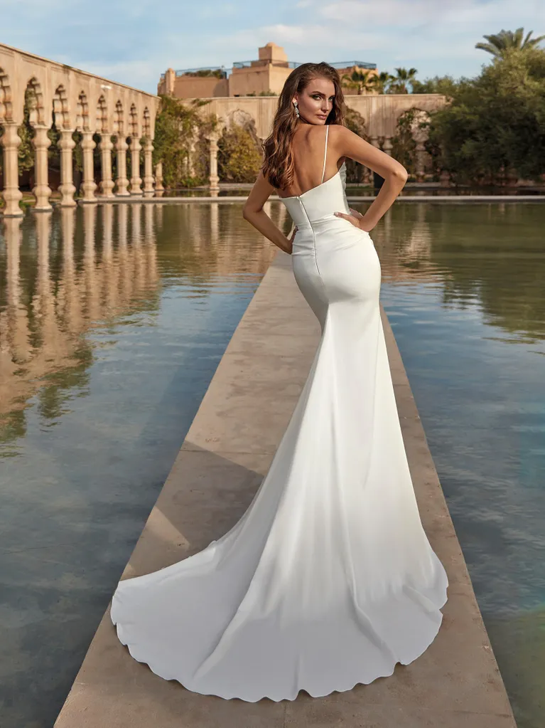 Minimalist Ruched Fit-and-Flare Gown by Pronovias - Image 2