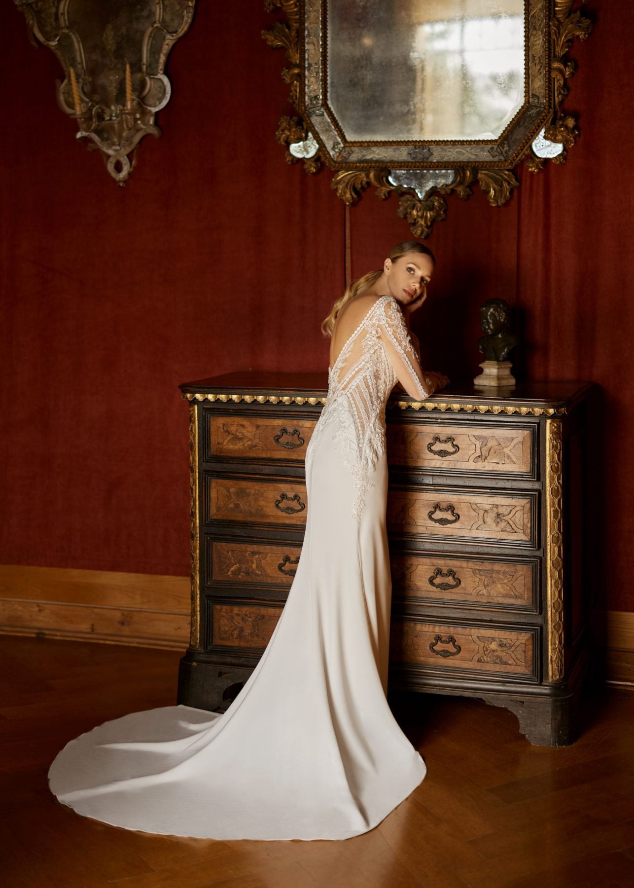 Lace Long Sleeve Sheath Gown | Kleinfeld Bridal