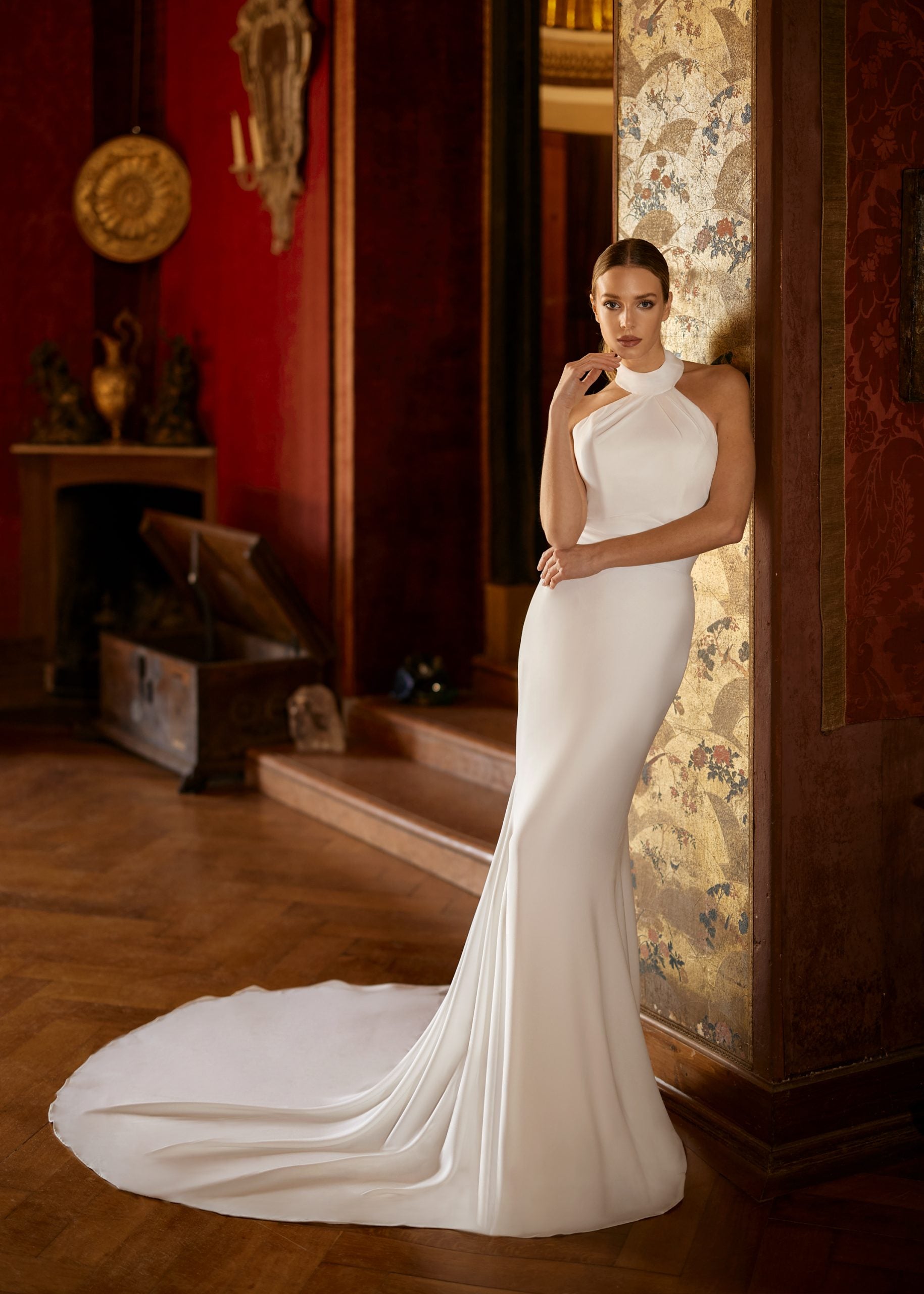Simple Halter-Neck Gown With Bow by Randy Fenoli - Image 1