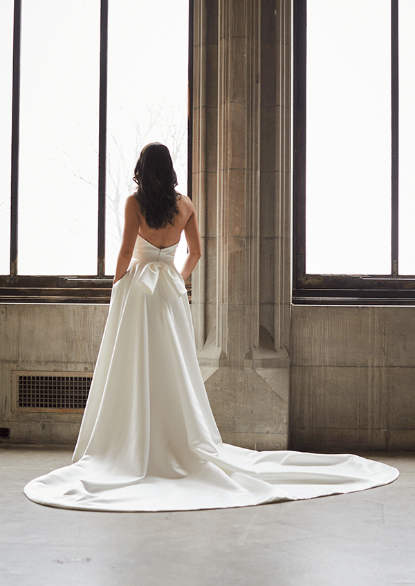 Simple And Classic A-line Gown With Bow by Verdin Bridal New York - Image 2