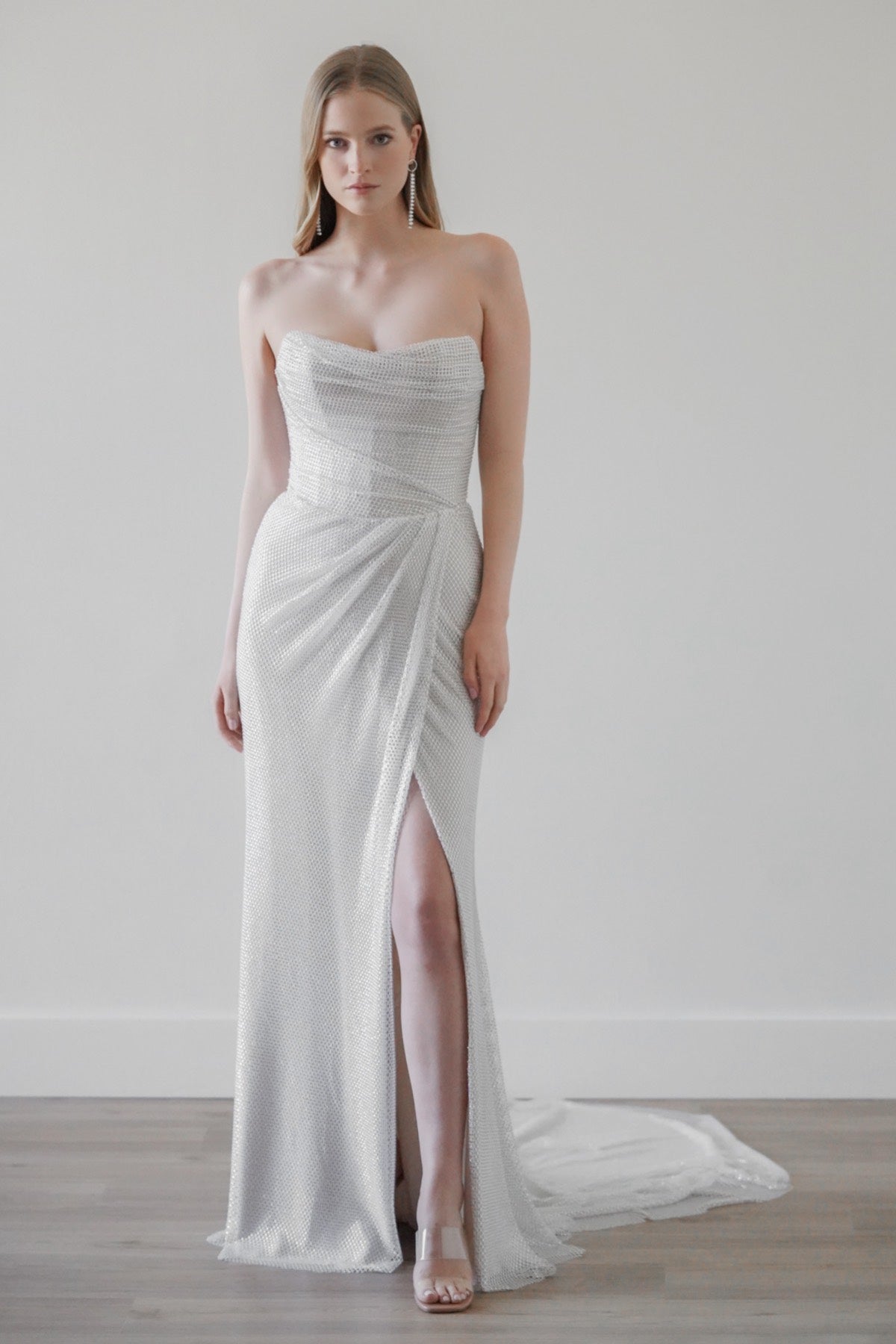 Sparkly Sheath Gown With Slit by Watters Designs - Image 1