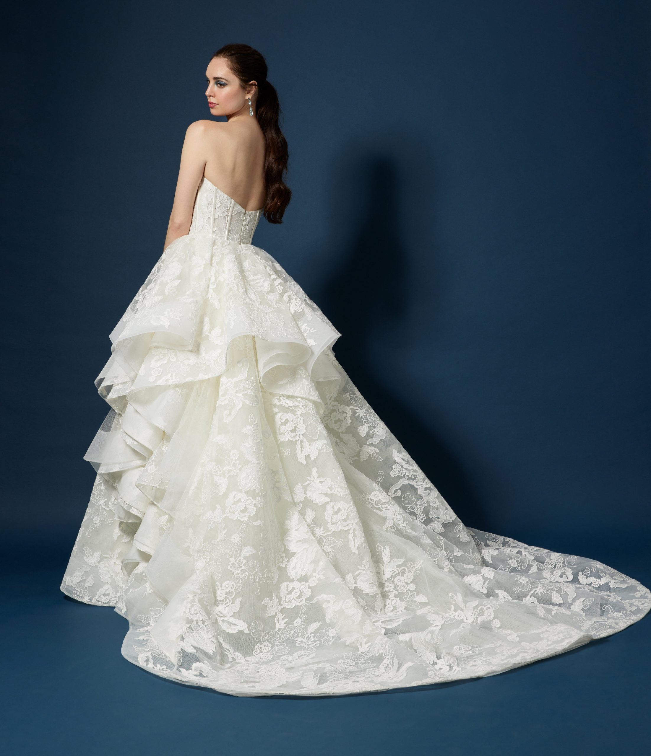 Romantic Tiered Lace Ball Gown by Lazaro - Image 2