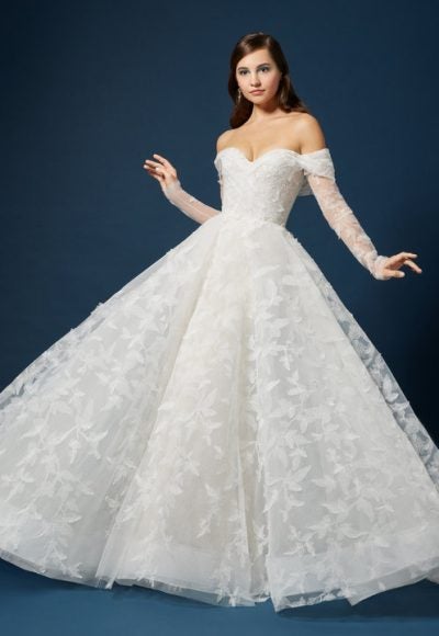 Romantic Embroidered Ball Gown With Detachable Sleeves by Lazaro