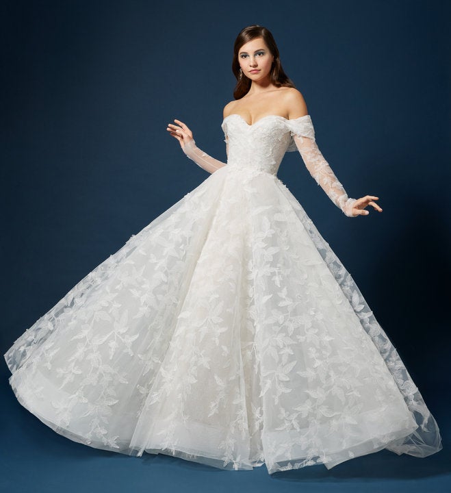 Romantic Embroidered Ball Gown With Detachable Sleeves by Lazaro - Image 1