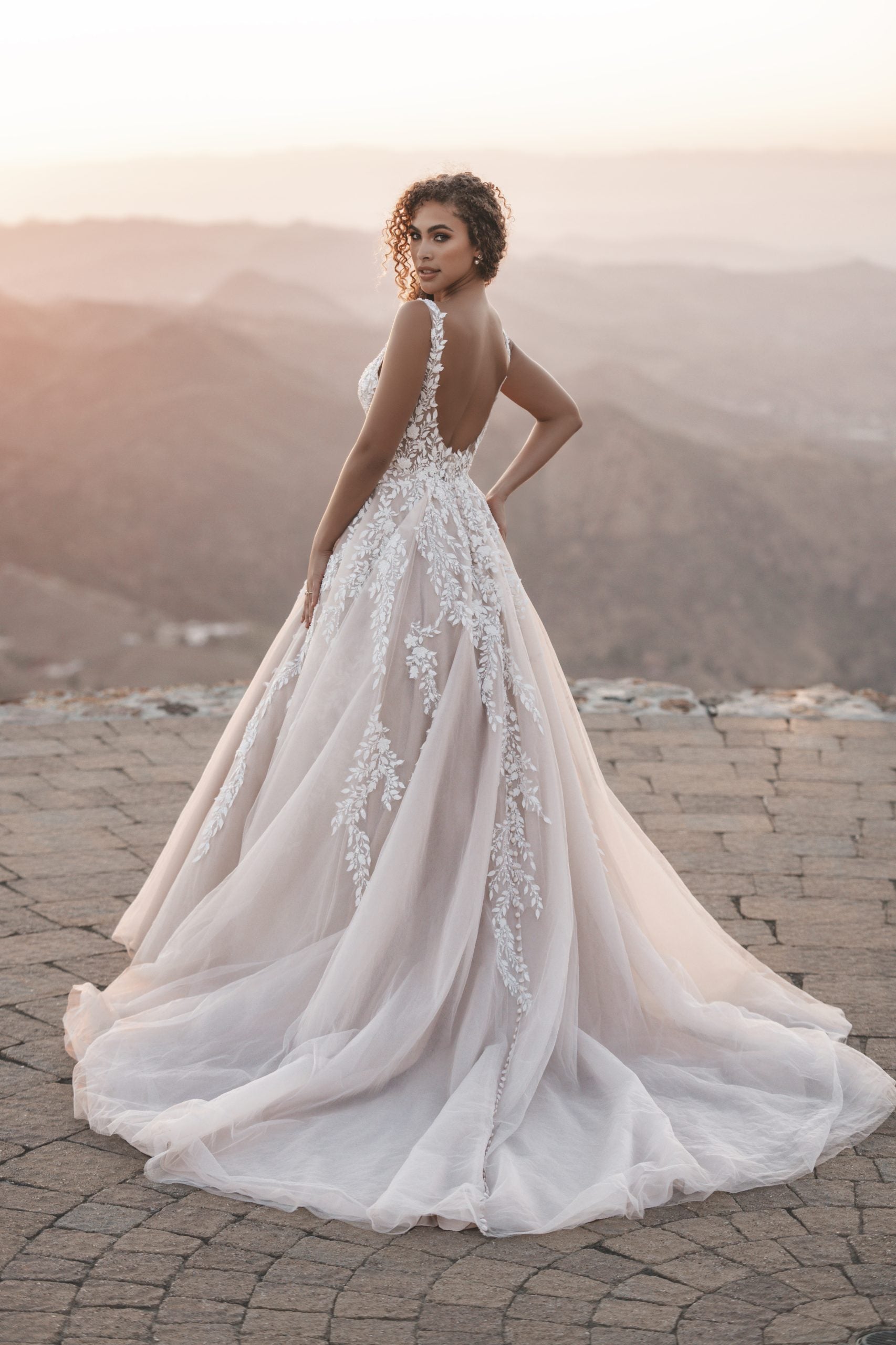 V-Neck Tulle Ball Gown With Open Back by Allure Bridals - Image 2
