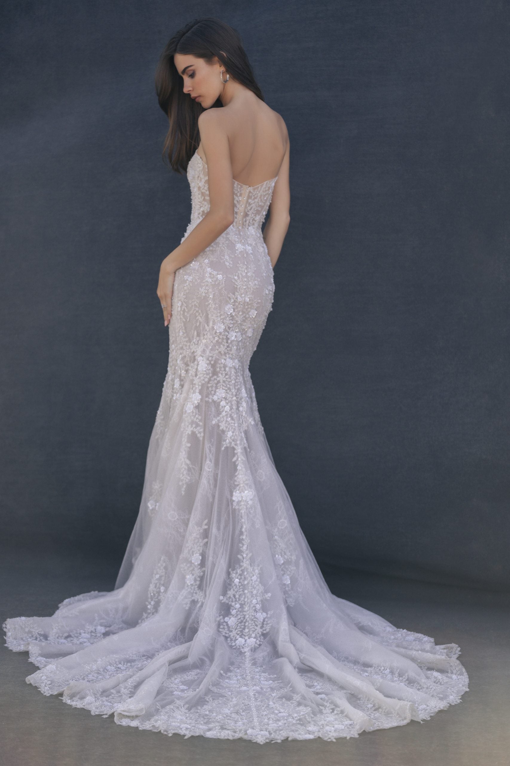 Romantic Floral Embroidered Fit-and-Flare Gown by Allure Bridals - Image 2