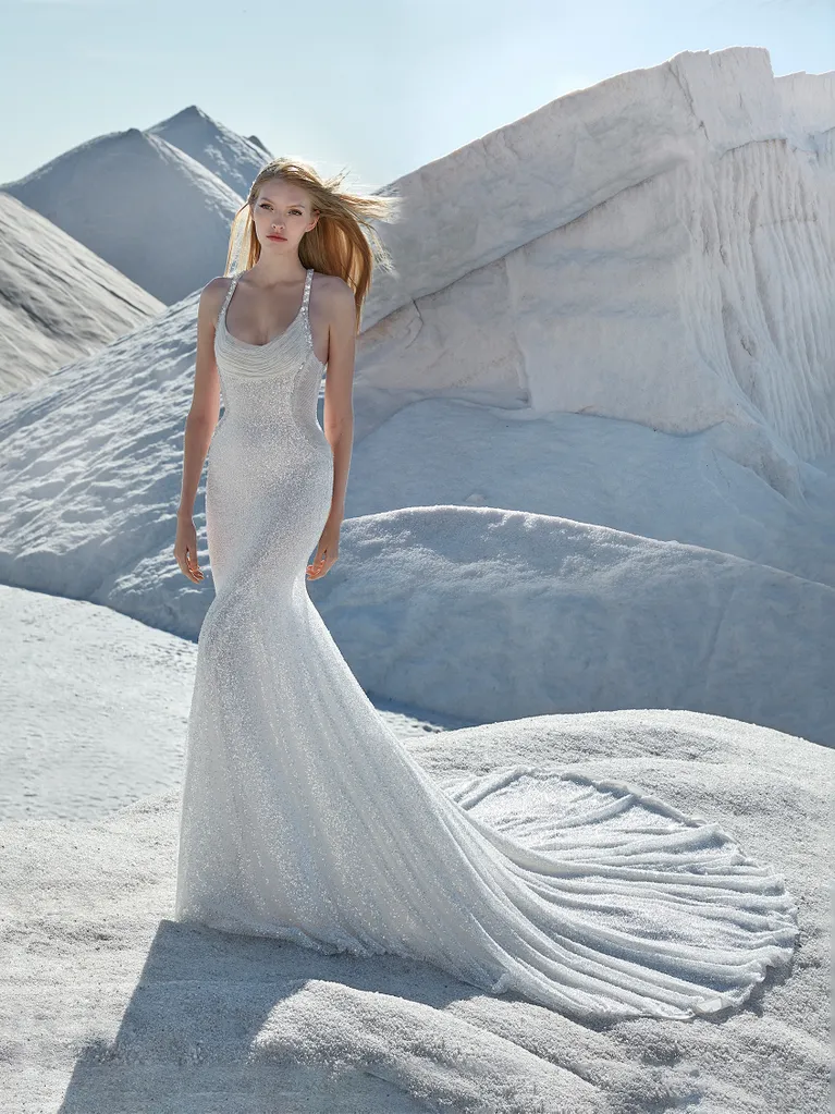 Modern And Glam Scoop-Neck Fit-and-Flare Gown by Pronovias - Image 1