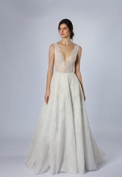 Embellished V-Neck A-Line Gown by Tony Ward