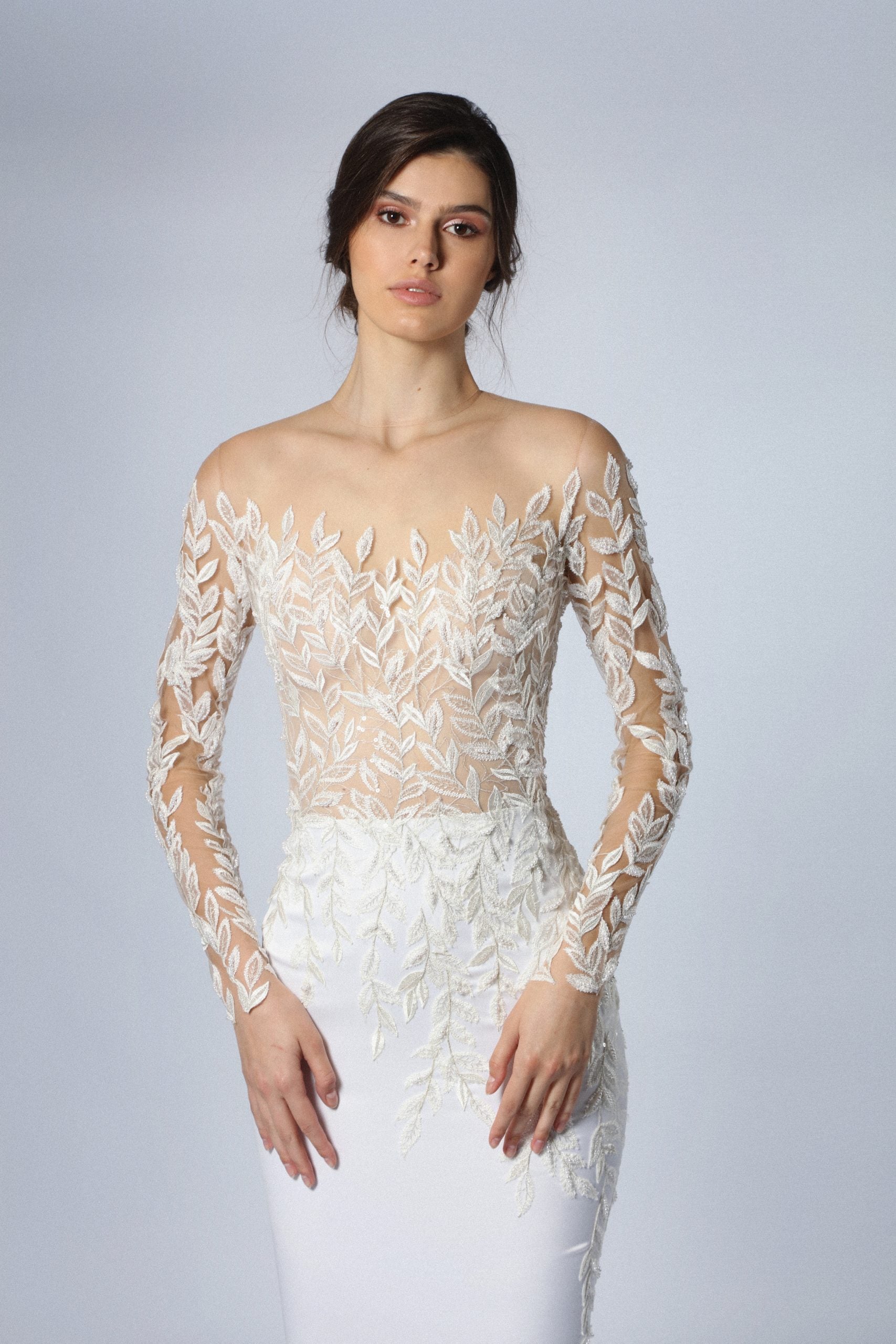 Illusion Long Sleeve Fit-And-Flare Gown by Tony Ward - Image 2