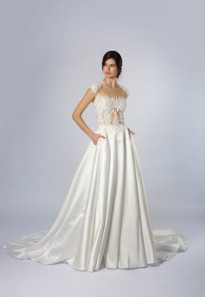 Embroidered Illusion A-Line Gown by Tony Ward
