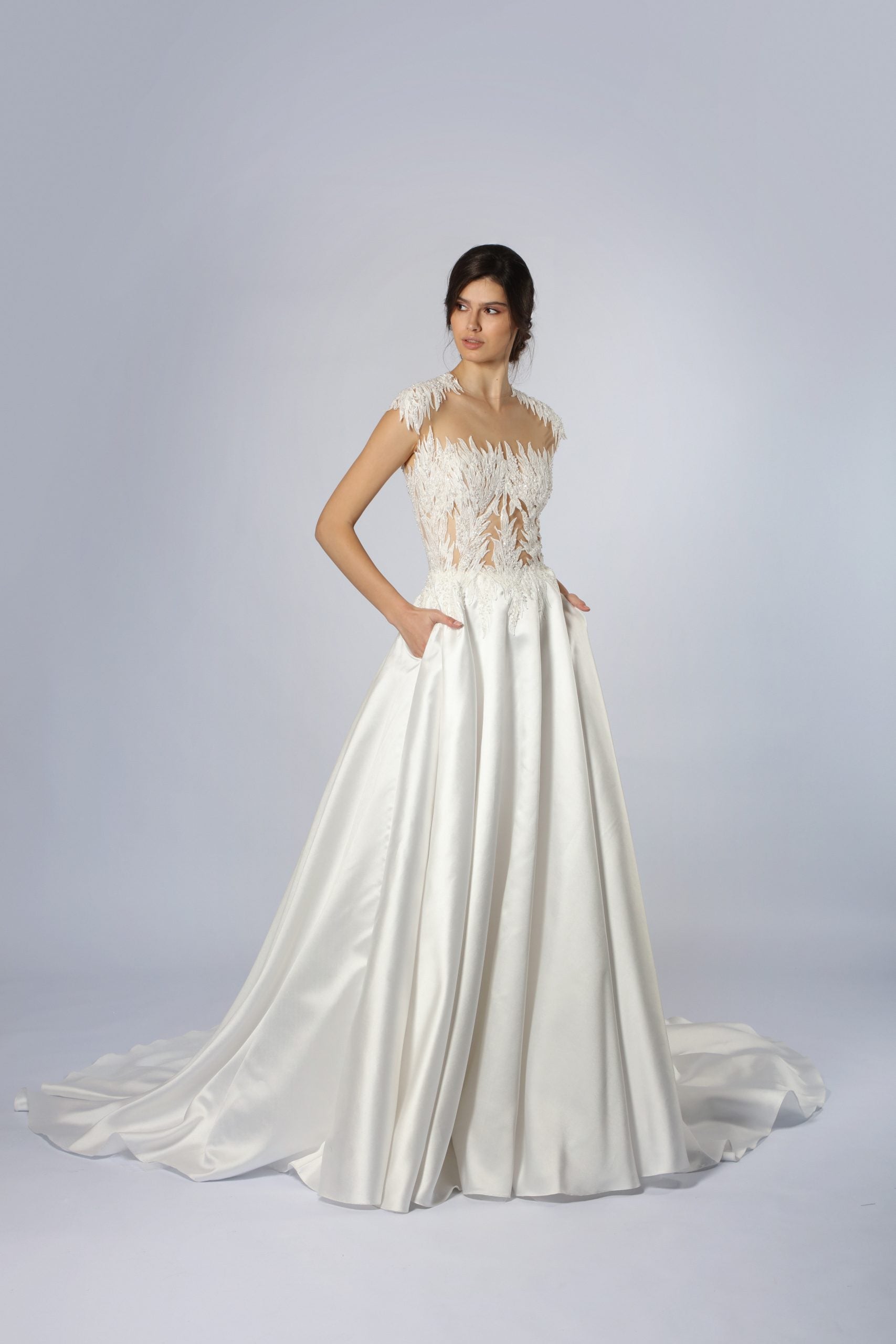 Embroidered Illusion A-Line Gown by Tony Ward - Image 1