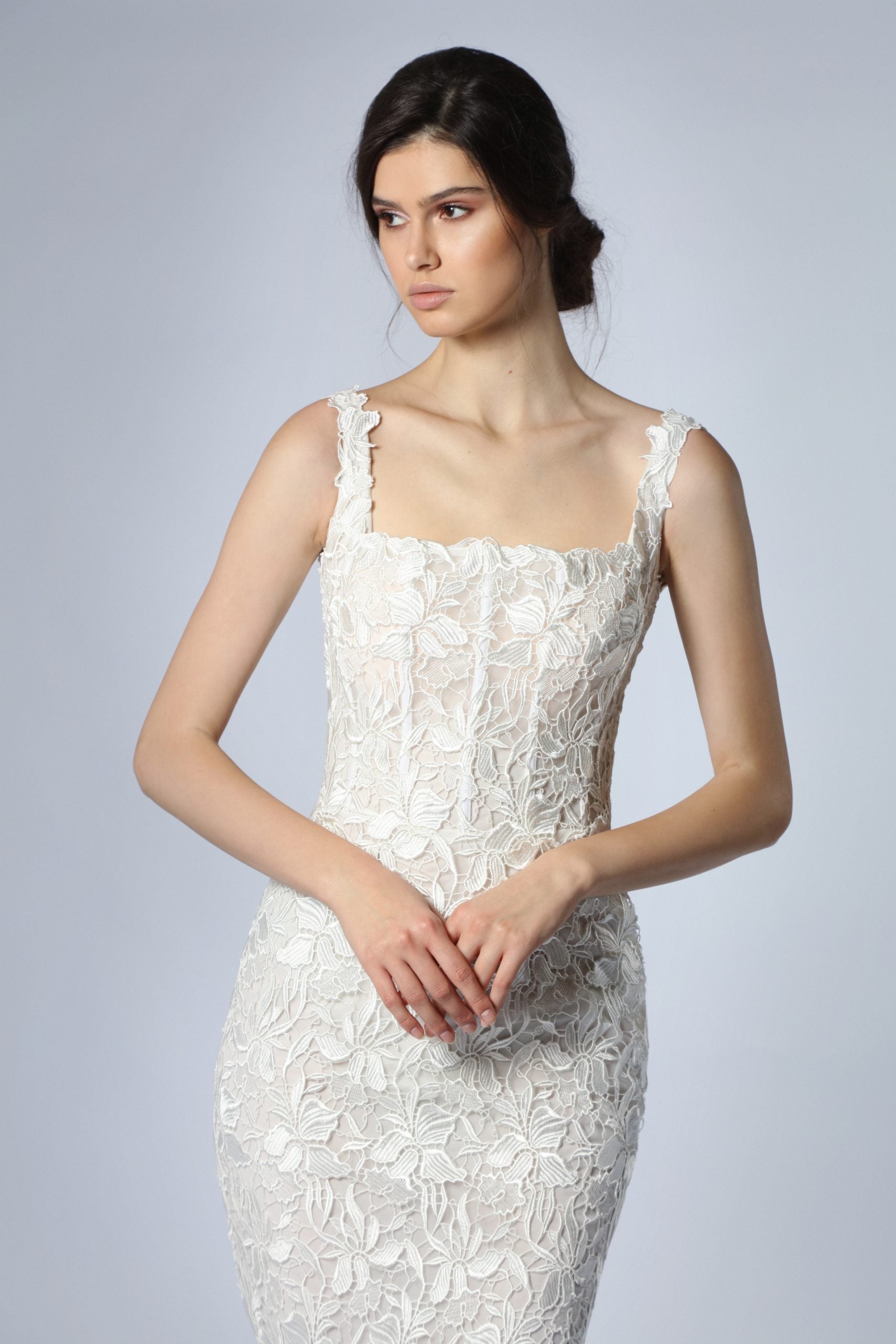 Square-Neck Lace Fit-and-Flare Gown by Tony Ward - Image 2