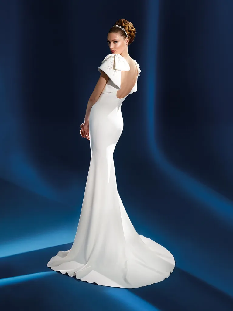 Simple And Chic Bateau Fit-and-Flare Gown With Bows by Pronovias - Image 2