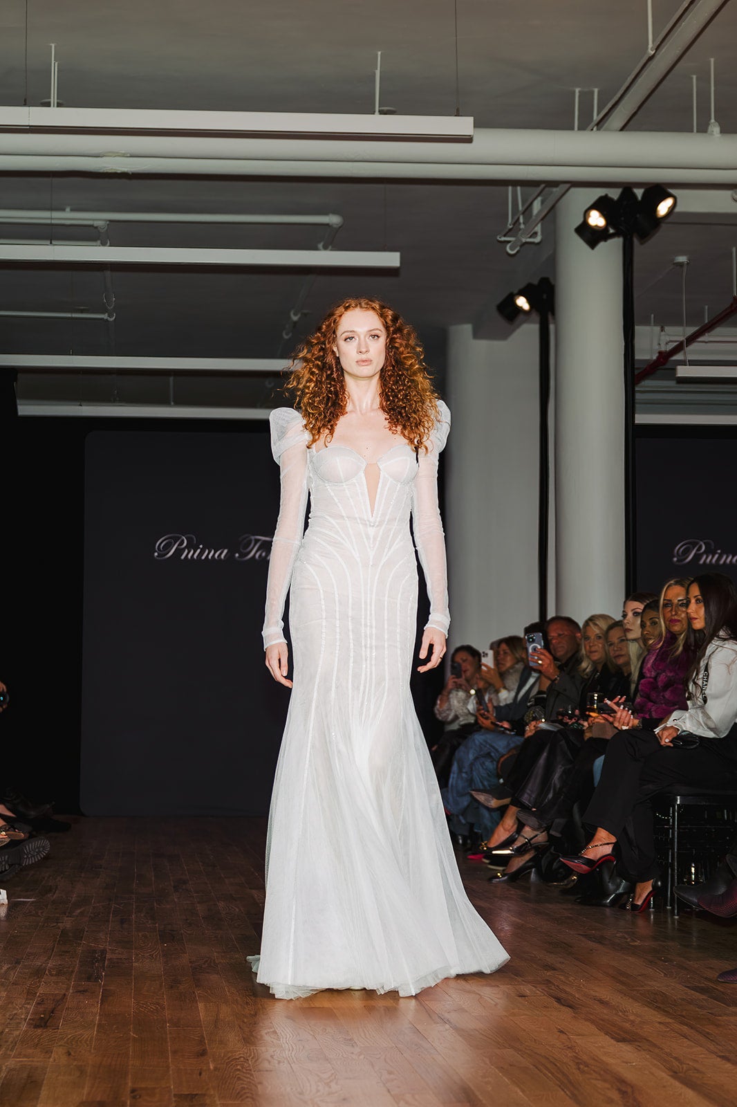Long Sleeve Crystal Fit-and-Flare Gown by Pnina Tornai - Image 1