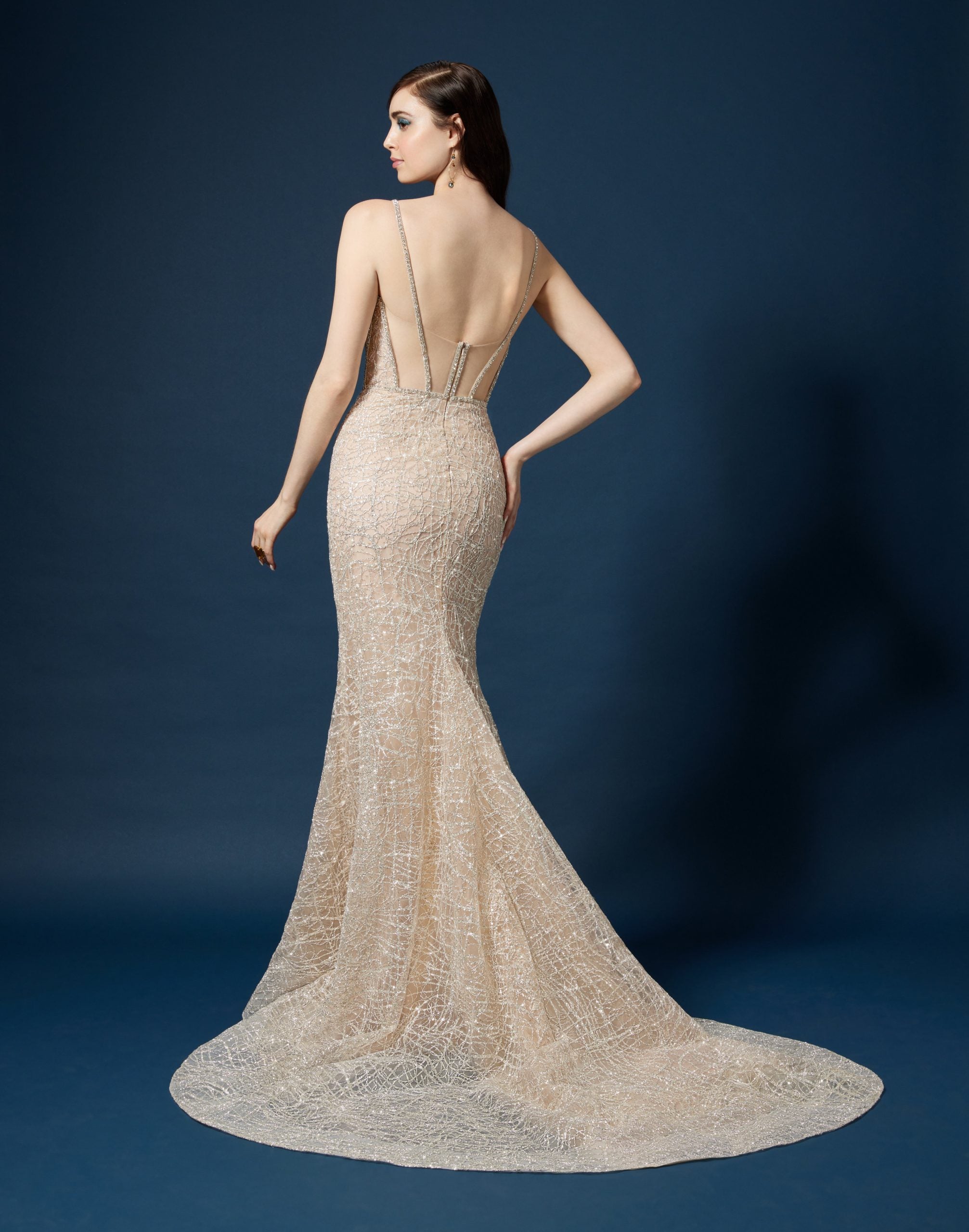 Formal Dress: 7052. Long Satin Dress, Plunging Neckline, Fit N Flare |  Alyce Paris