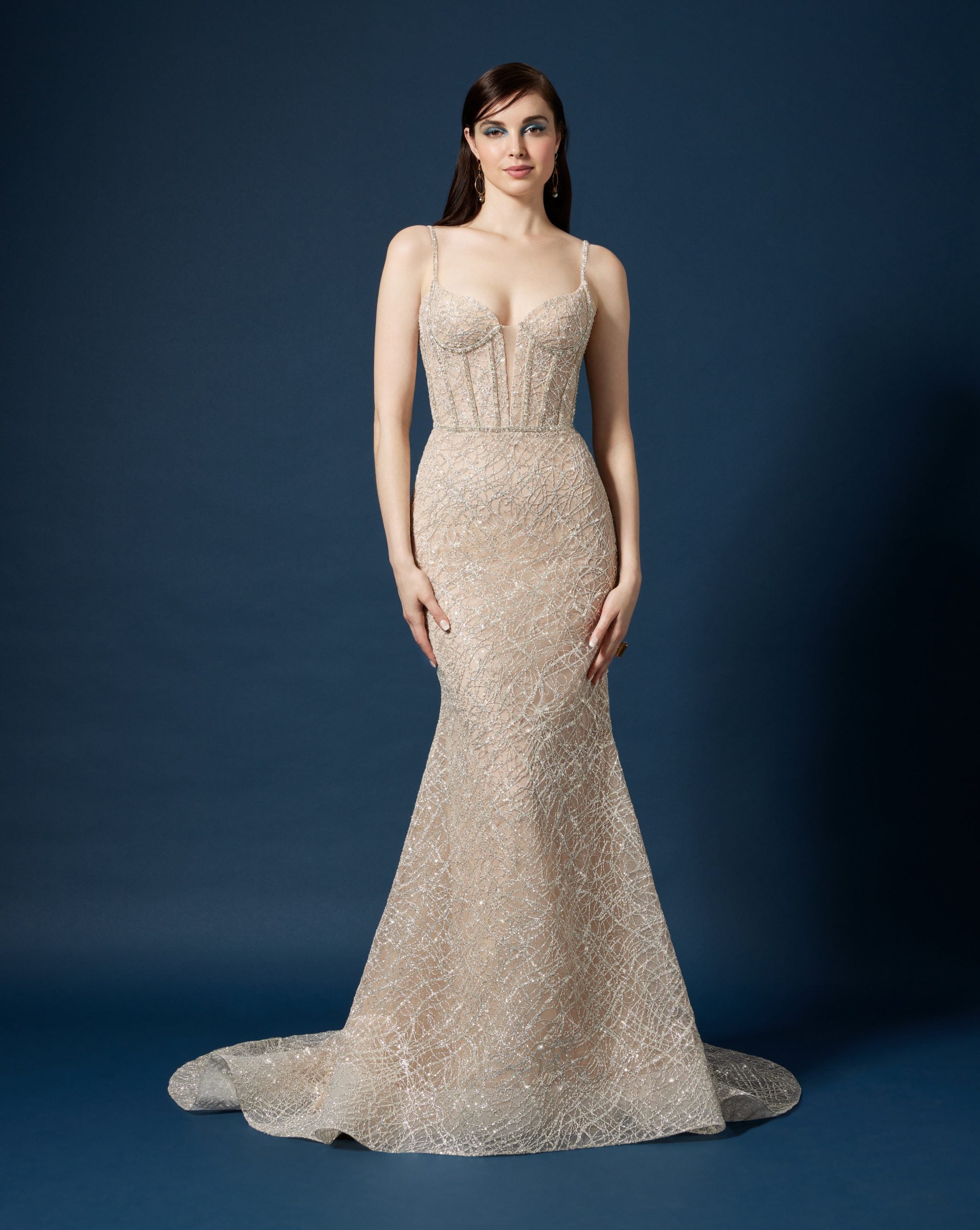 Metallic Embroidered Fit-and-Flare Gown by Lazaro - Image 1