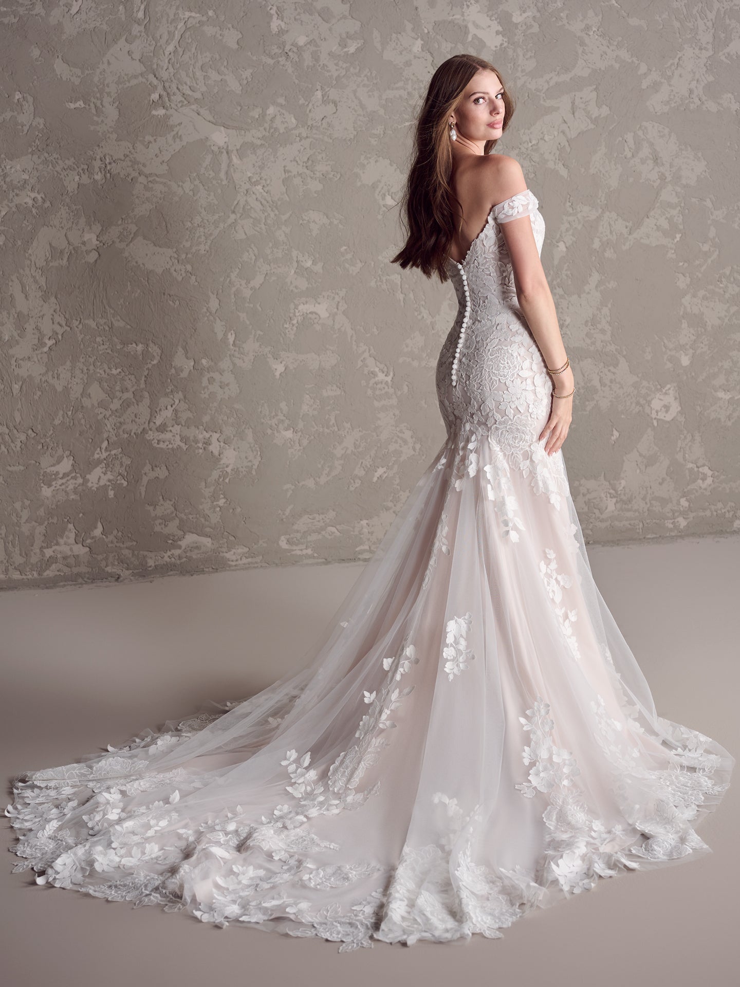 Off-the-Shoulder Floral Fit-and-Flare Gown by Maggie Sottero - Image 2