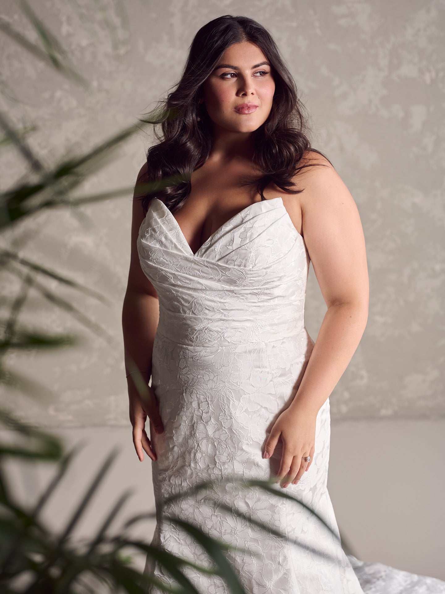 Plus Size Strapless Jacquard Fit-and-Flare Gown by Maggie Sottero - Image 2