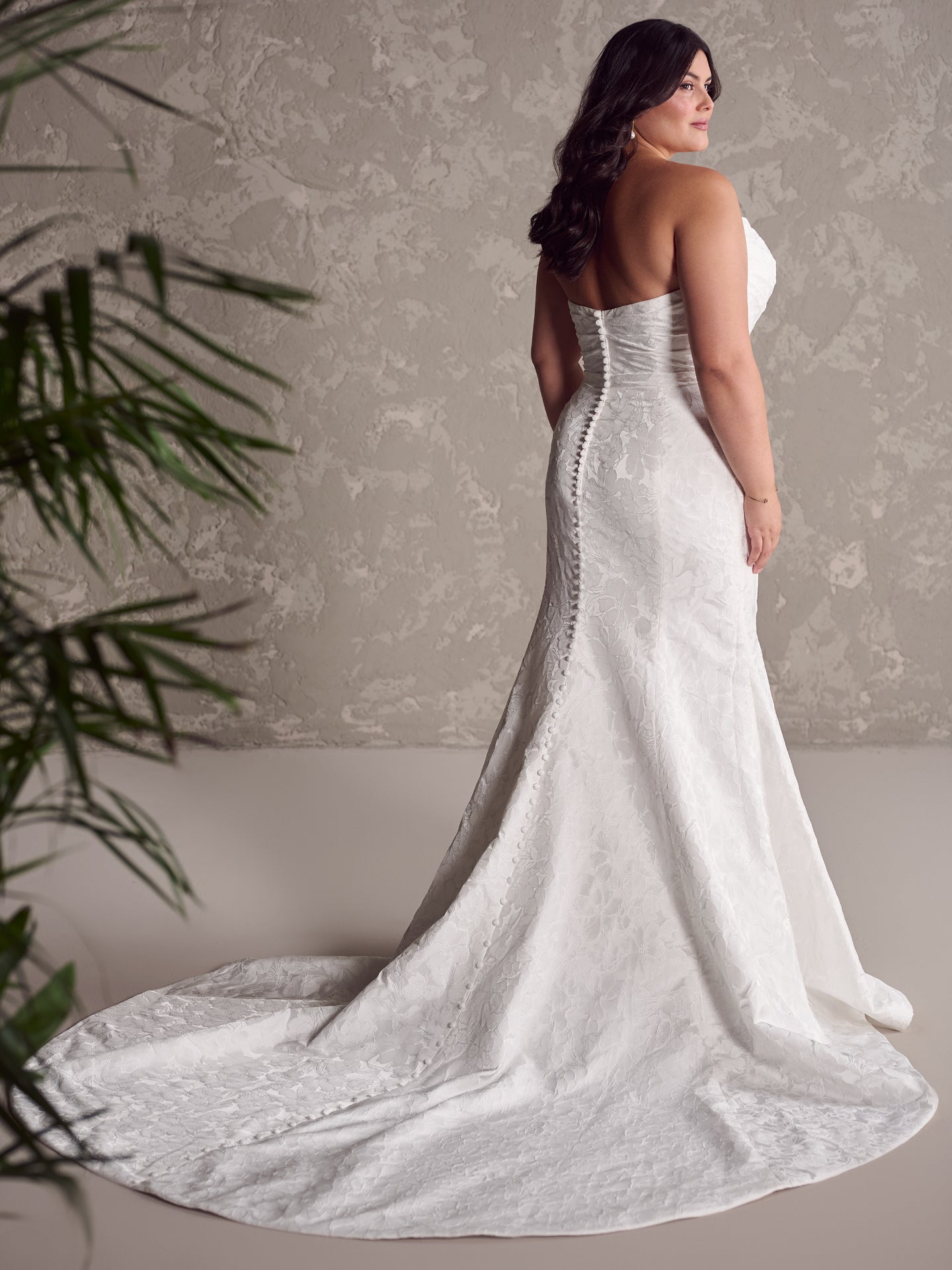 Plus Size Strapless Jacquard Fit-and-Flare Gown by Maggie Sottero - Image 3