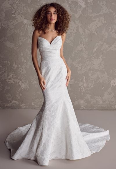 Strapless Jacquard Fit-and-Flare Gown by Maggie Sottero