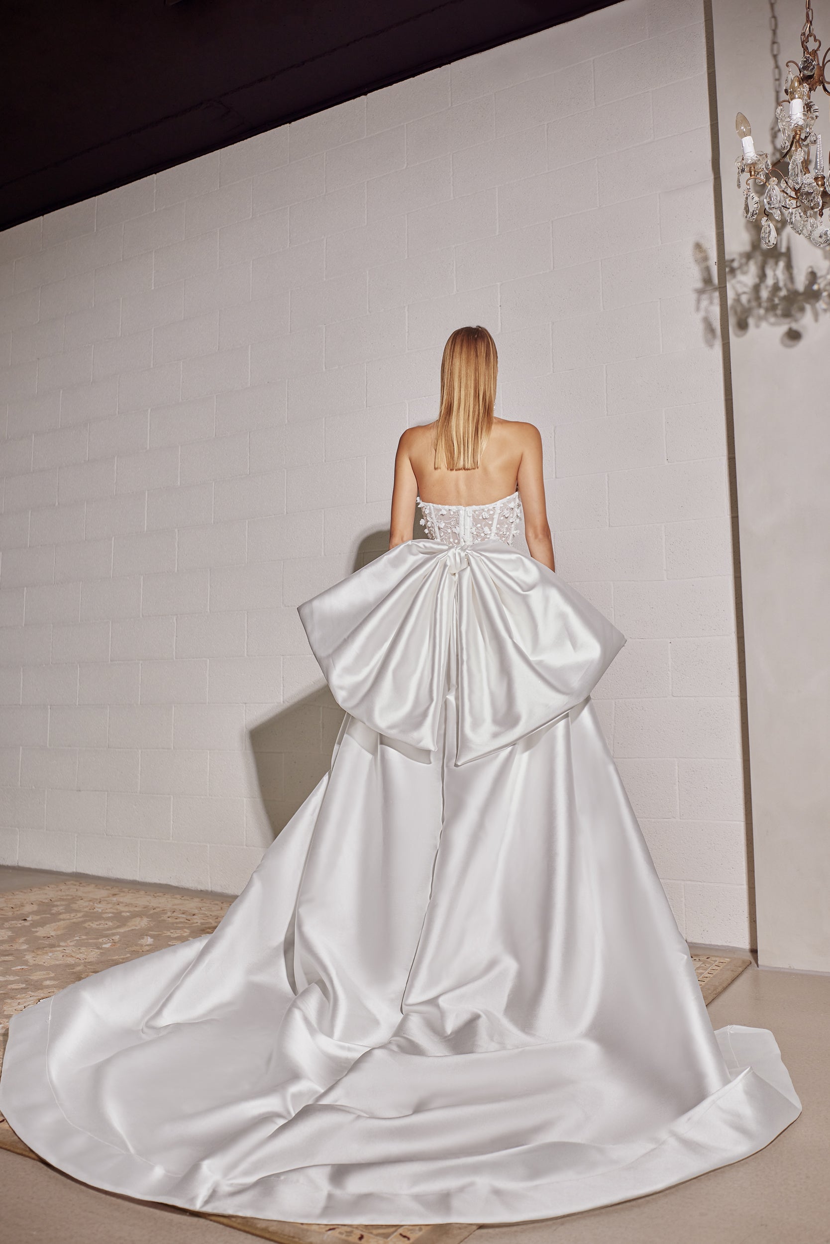 Dramatic Satin Overskirt With Bow by Tal Kedem Bridal Couture - Image 2