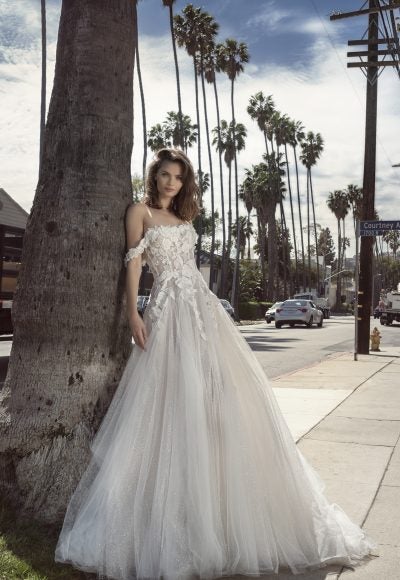 Off-the-Shoulder Floral And Tulle A-Line Gown by Netta BenShabu Elite Couture
