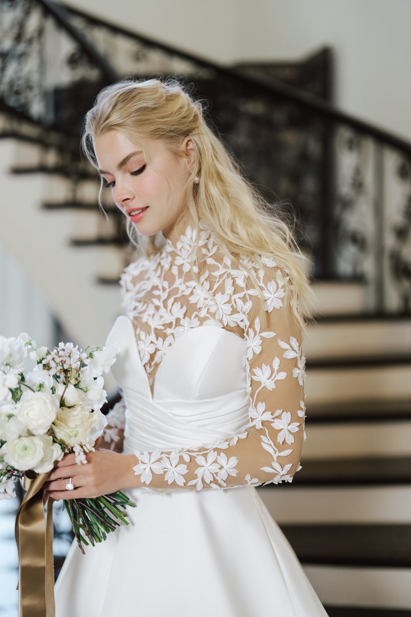 Bell Sleeve Wedding Dress With Topper Bell Sleeve Lace Top Wedding