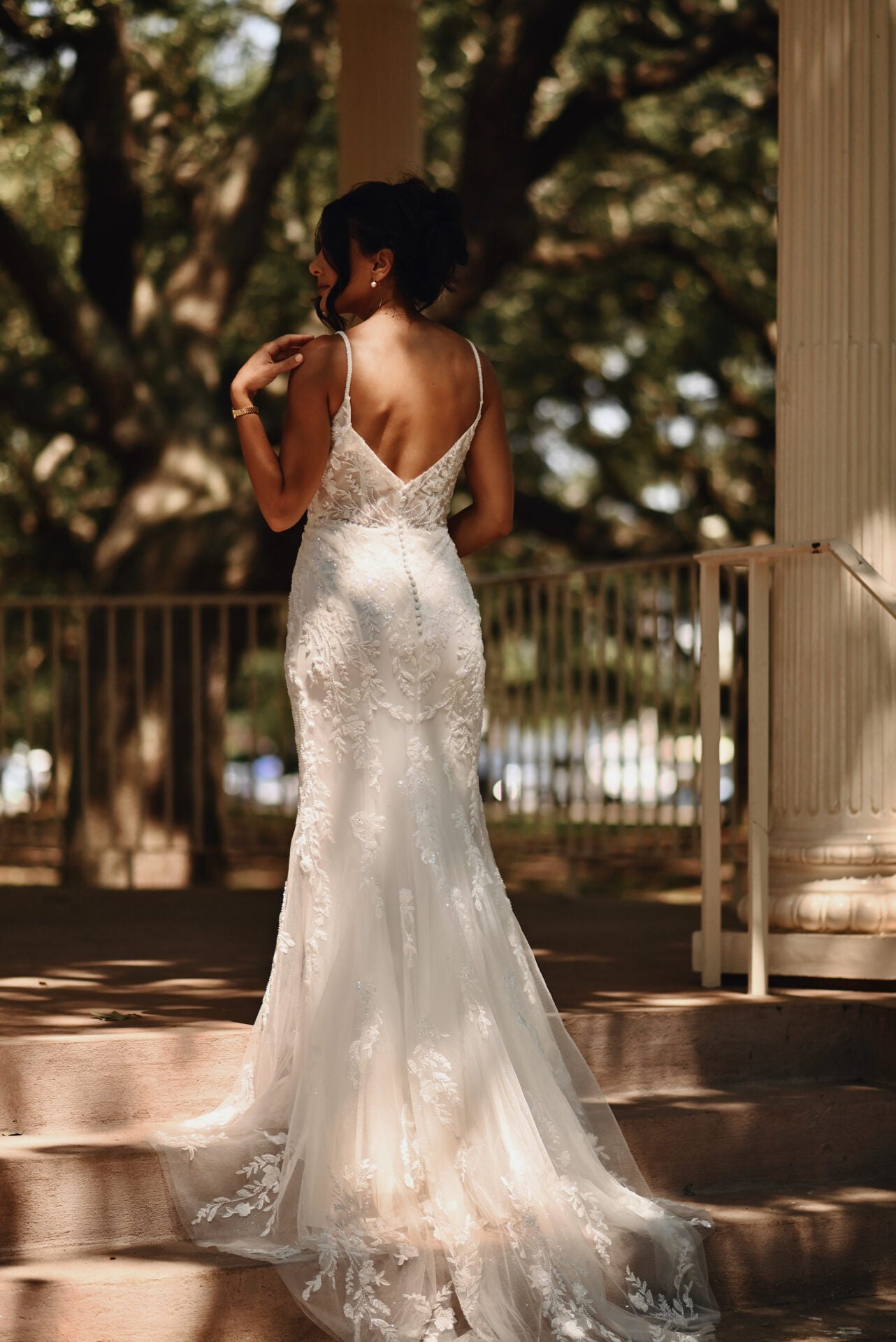 Beaded Lace Fit-and-Flare Gown With Corset Bodice by Essense of Australia - Image 2