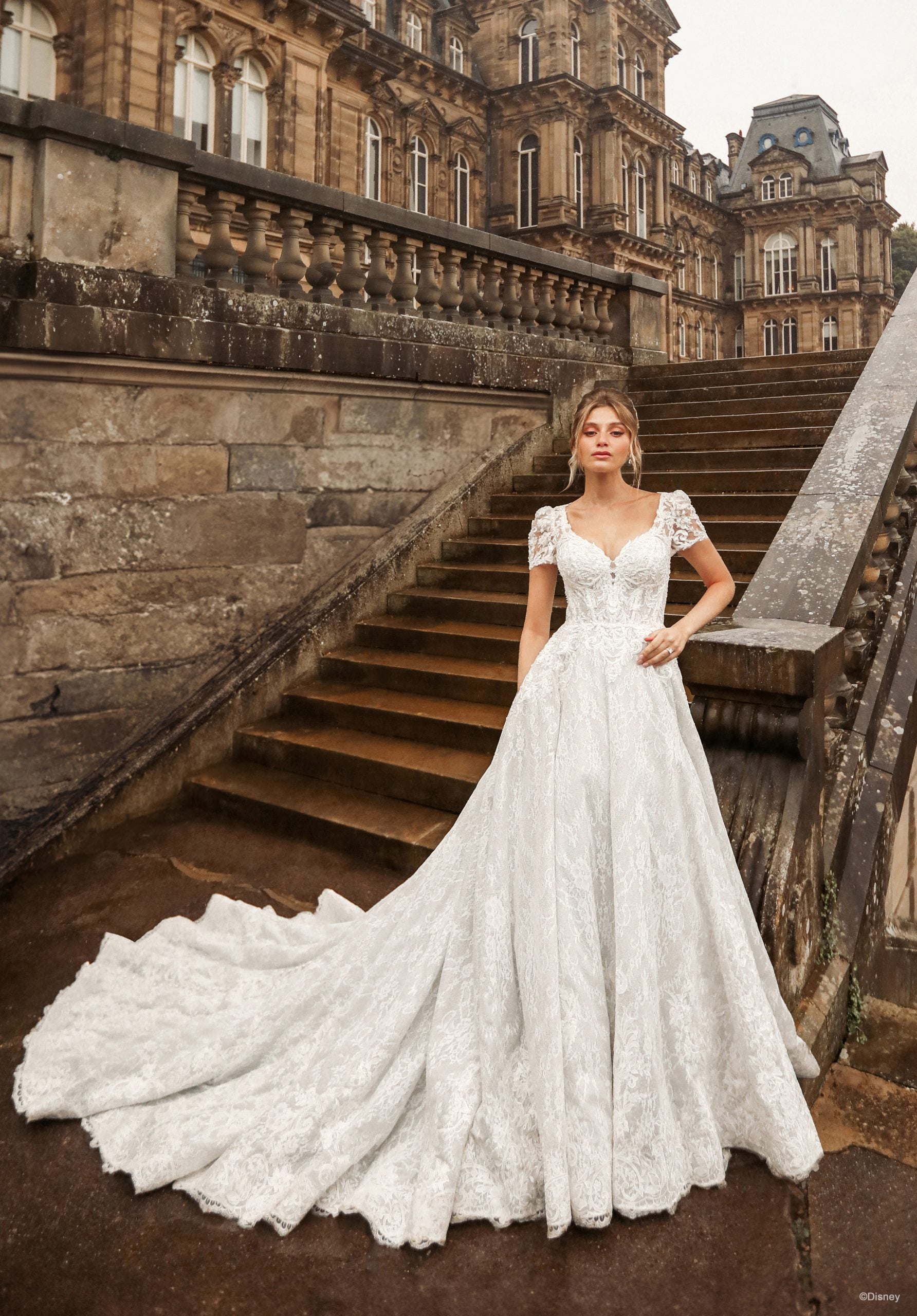 Dramatic Princess Ball Gown With Buttons by Disney Fairy Tale Weddings Collection - Image 1