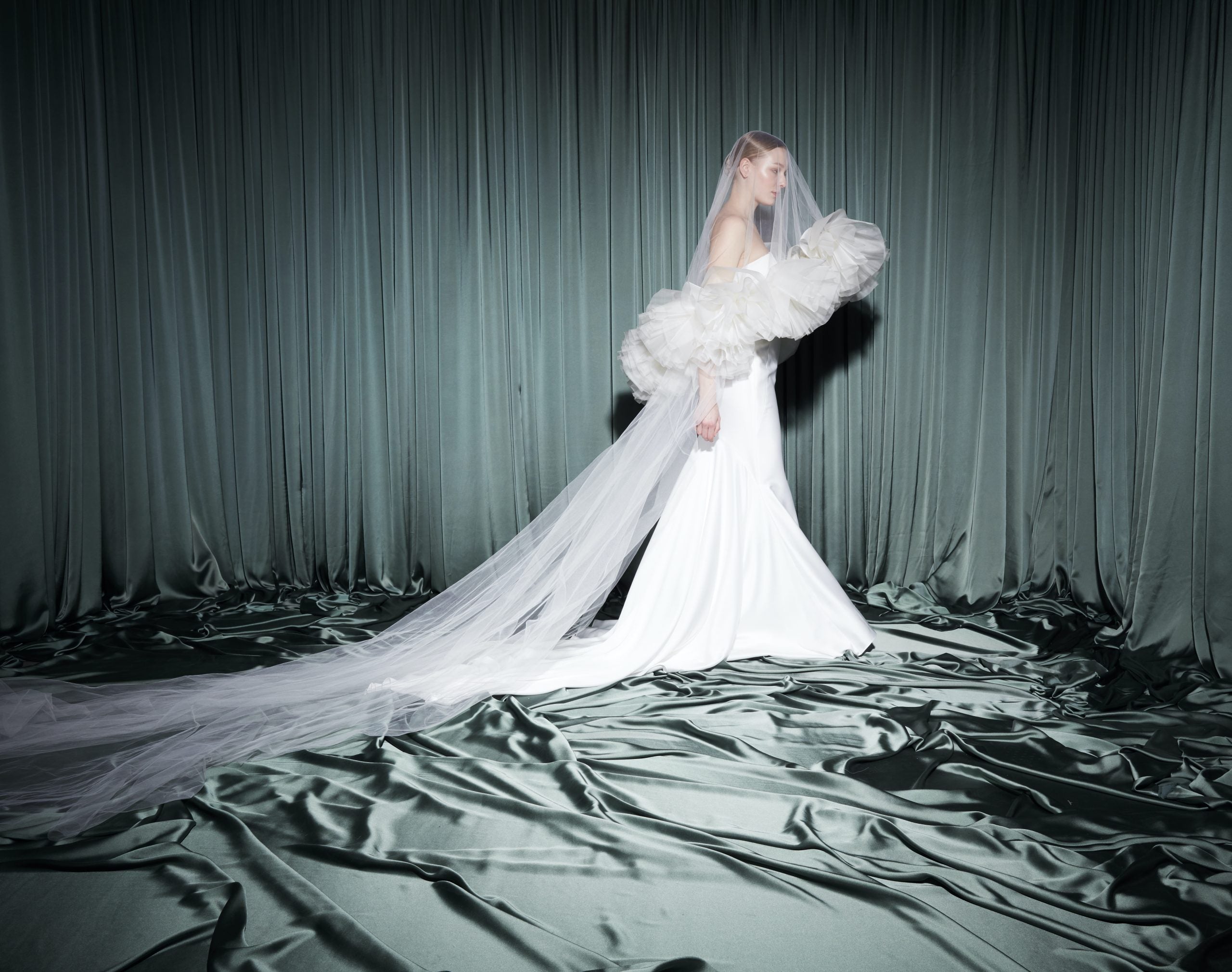 Dramatic Tulle And Organza Bridal Cape by Halfpenny London - Image 2