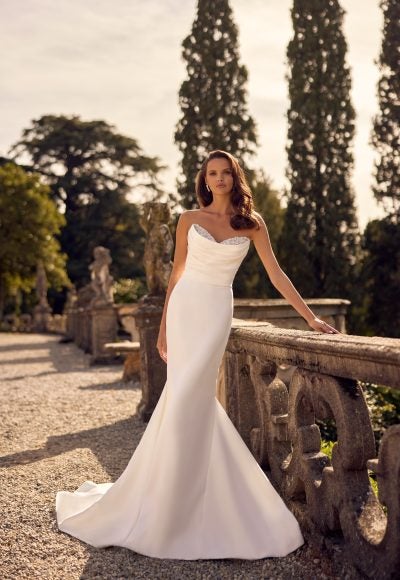 Embellished Matte Satin Fit-and-Flare Gown by Randy Fenoli