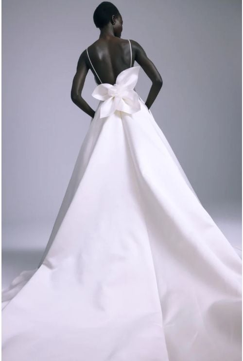 Chic And Modern Satin Ball Gown With Rosette Detail by Amsale - Image 2