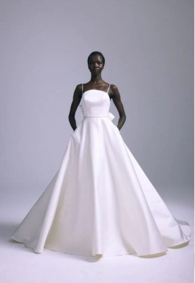 Chic And Modern Satin Ball Gown With Rosette Detail by Amsale