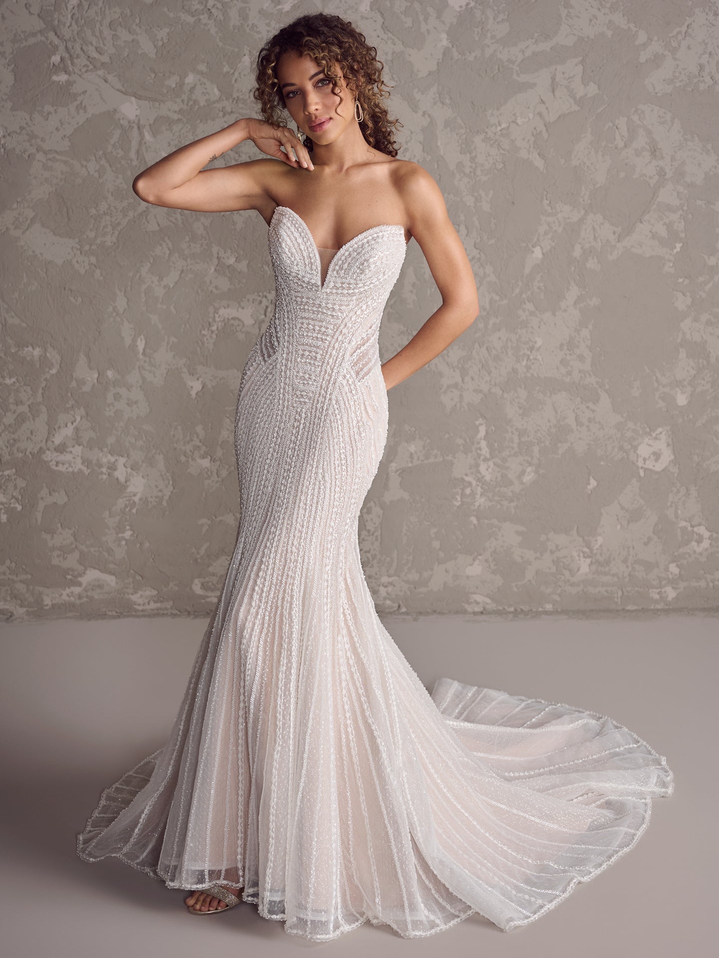 Strapless Beaded Fit-and-Flare Gown by Maggie Sottero - Image 1