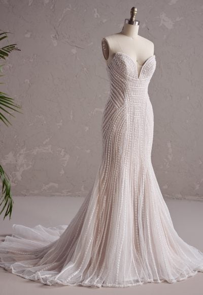 Strapless Beaded Fit-and-Flare Gown by Maggie Sottero