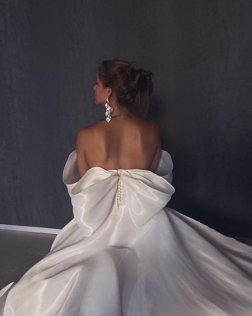 Off-The-Shoulder Mini Dress With Overskirt And Bow by Tal Kedem Bridal Couture - Image 2