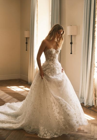 Floral Corset Ball Gown With Detachable Tulle Cape by Lee Petra Grebenau