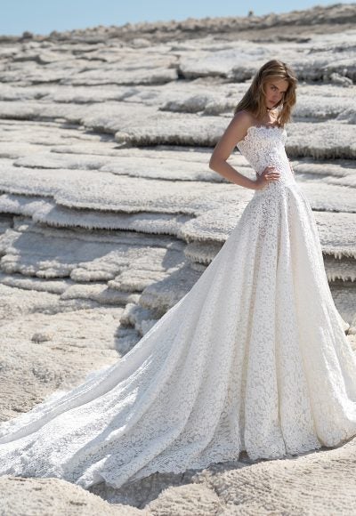 Drop-Waist Lace Ball Gown by Lee Petra Grebenau